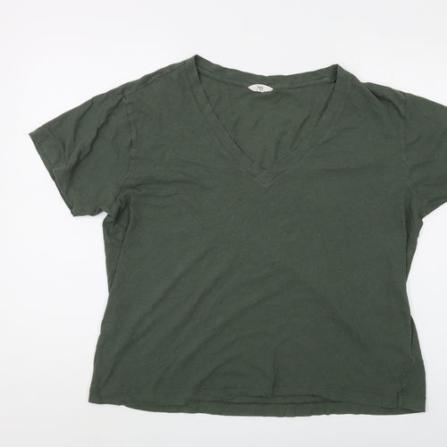 Hush Women's Green V-Neck Basic T-Shirt M