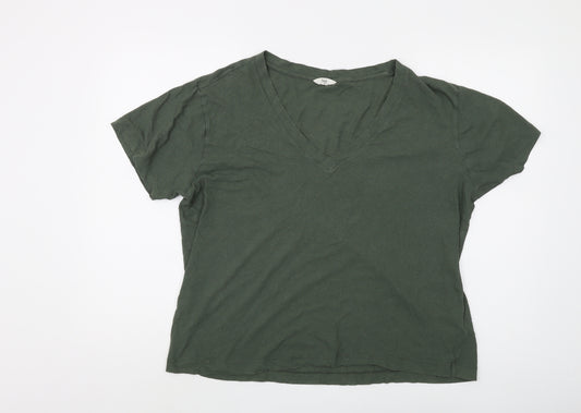 Hush Women's Green V-Neck Basic T-Shirt M