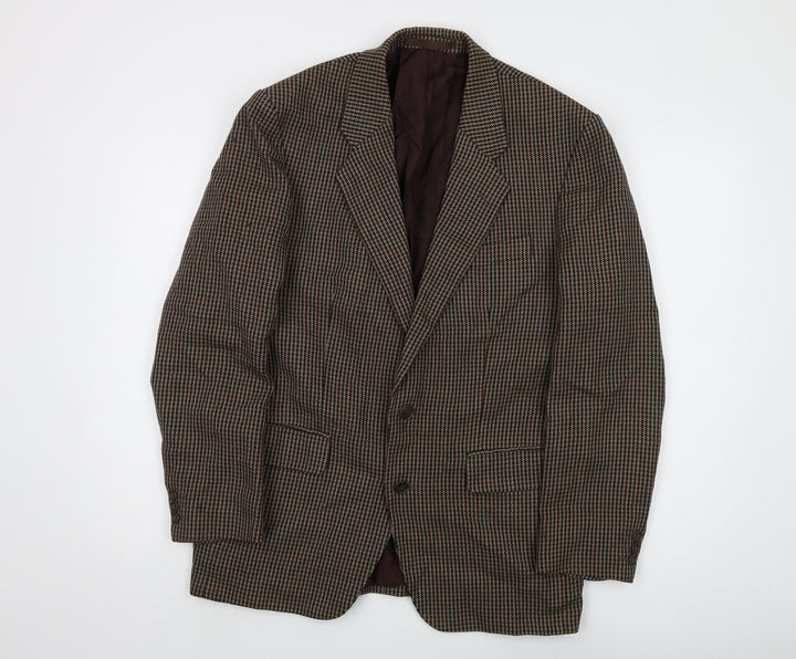 St Michael Men's Beige Check Blazer 40R Wool