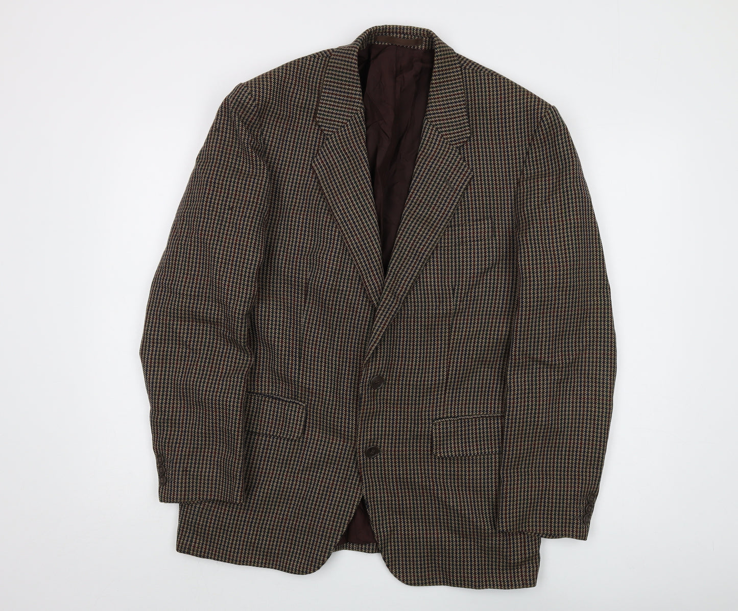 St Michael Men's Beige Check Blazer 40R Wool