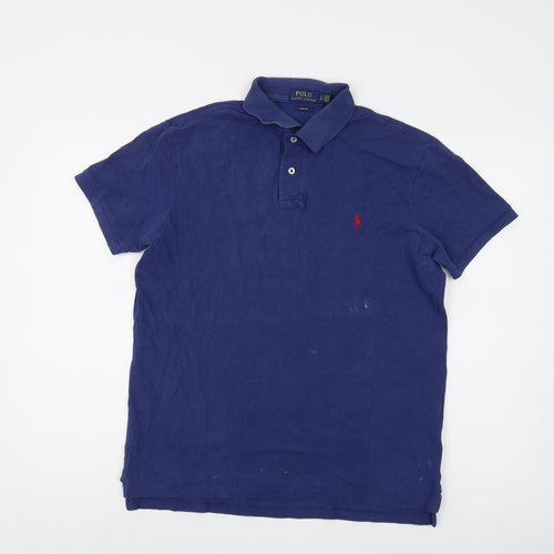 Ralph Lauren Men's Blue Slim Fit Polo Shirt Size L