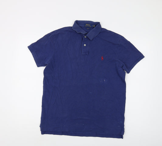 Ralph Lauren Men's Blue Slim Fit Polo Shirt Size L