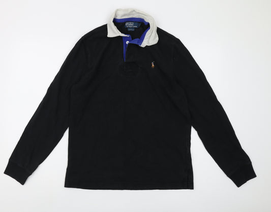 Ralph Lauren Men's Black Polo, Size S, Slim Fit, Long Sleeve