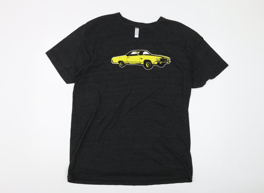 American Apparel Men's XL Black Car Graphic T-Shirt