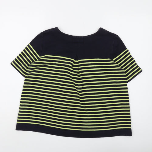 Hobbs Women's Black Striped Cotton T-Shirt, M, Casual