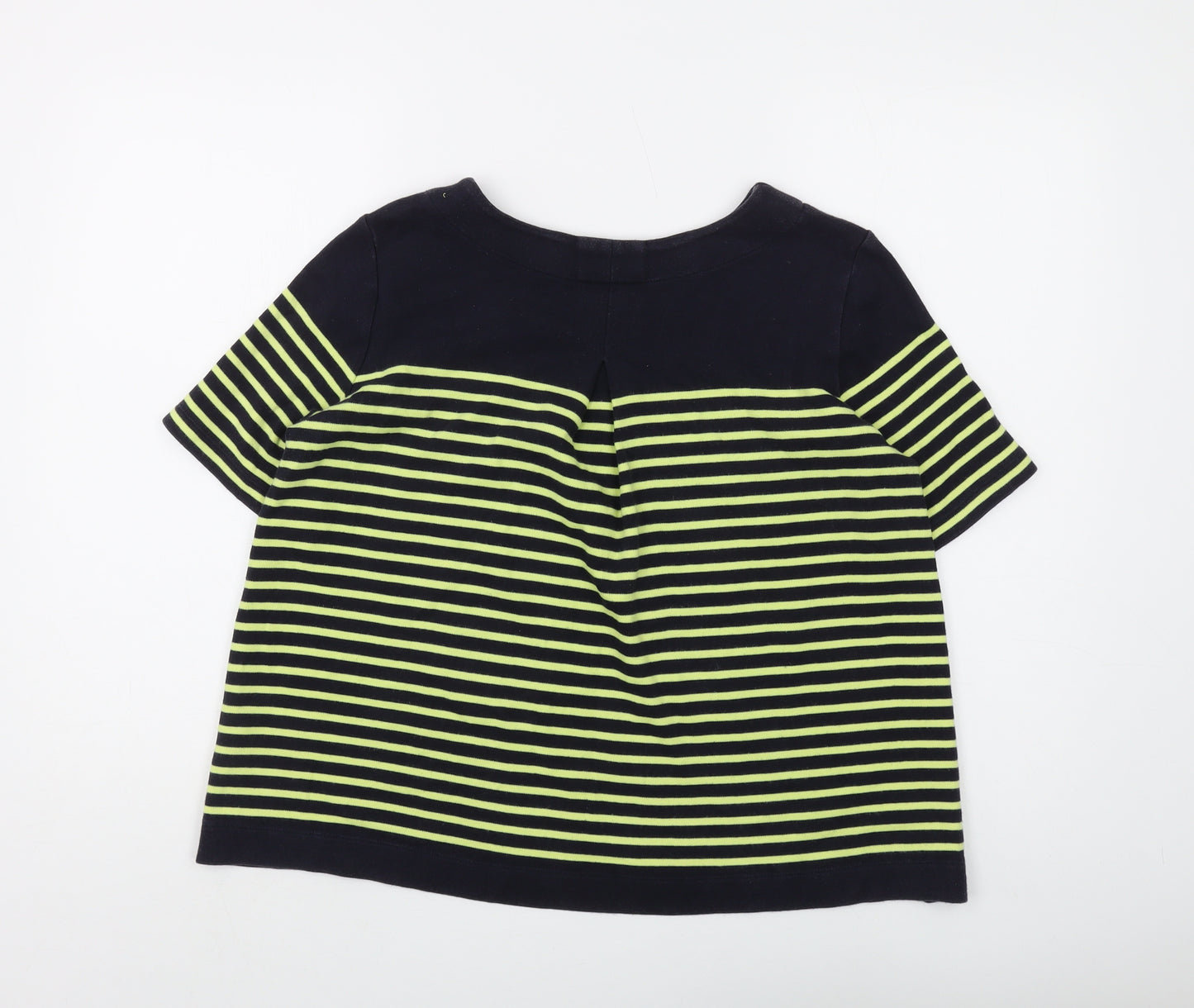 Hobbs Women's Black Striped Cotton T-Shirt, M, Casual