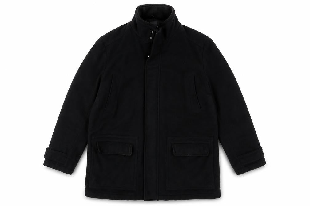 Front view of Jeff Banks Men's Black Wool Blend Coat XL