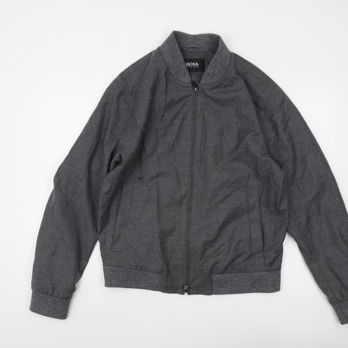 Hugo Boss Men's Grey Bomber Jacket Size 50 Stand-Up Collar