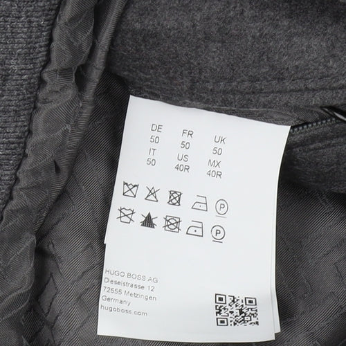 Hugo Boss Men's Grey Bomber Jacket Size 50 Stand-Up Collar