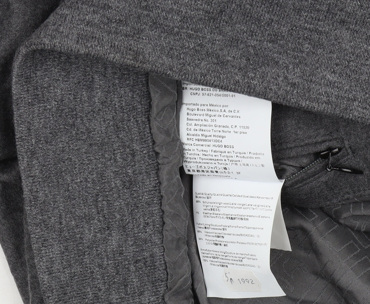 Hugo Boss Men's Grey Bomber Jacket Size 50 Stand-Up Collar