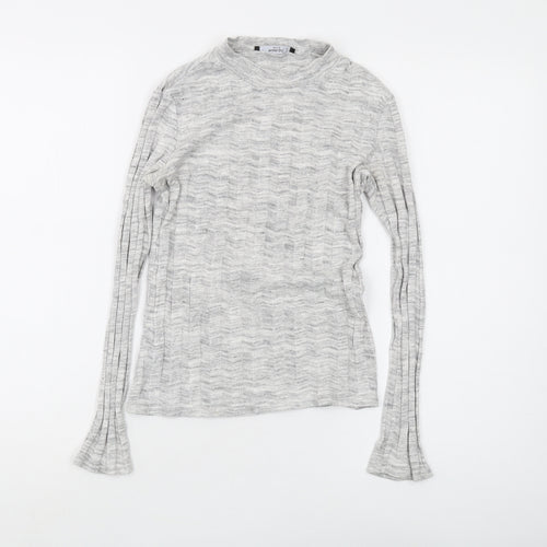 Mango Womens Grey Long Sleeve Knit Top XS