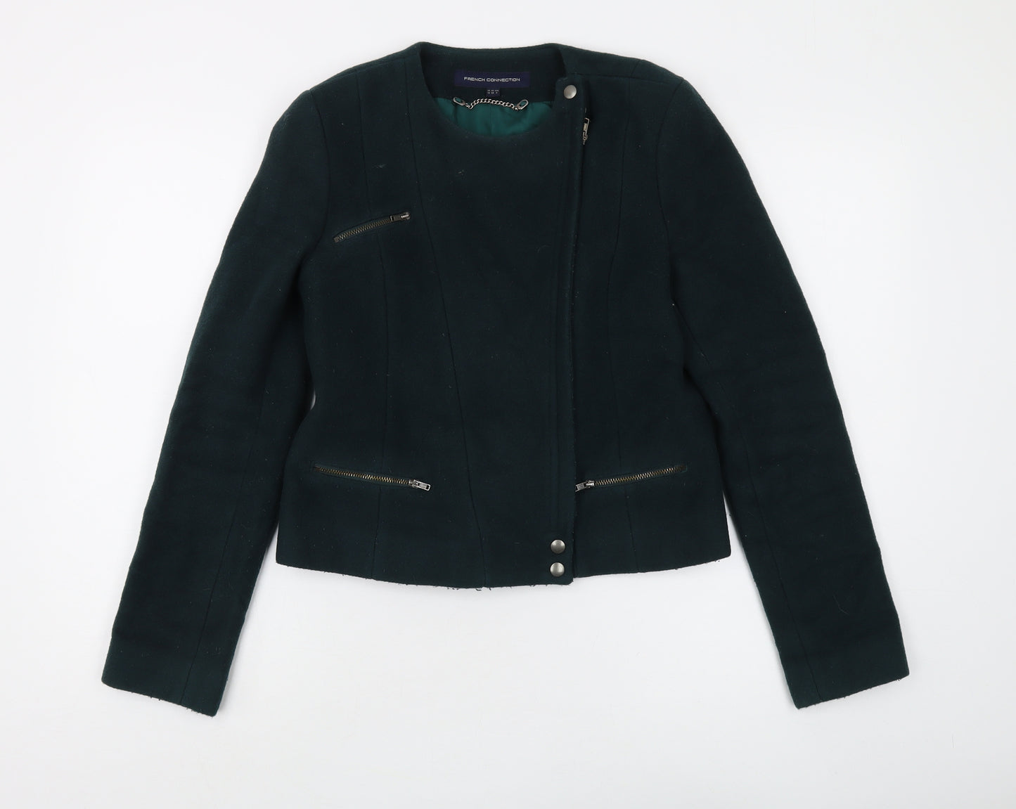 French Connection Women’s Green Biker Jacket Size 10