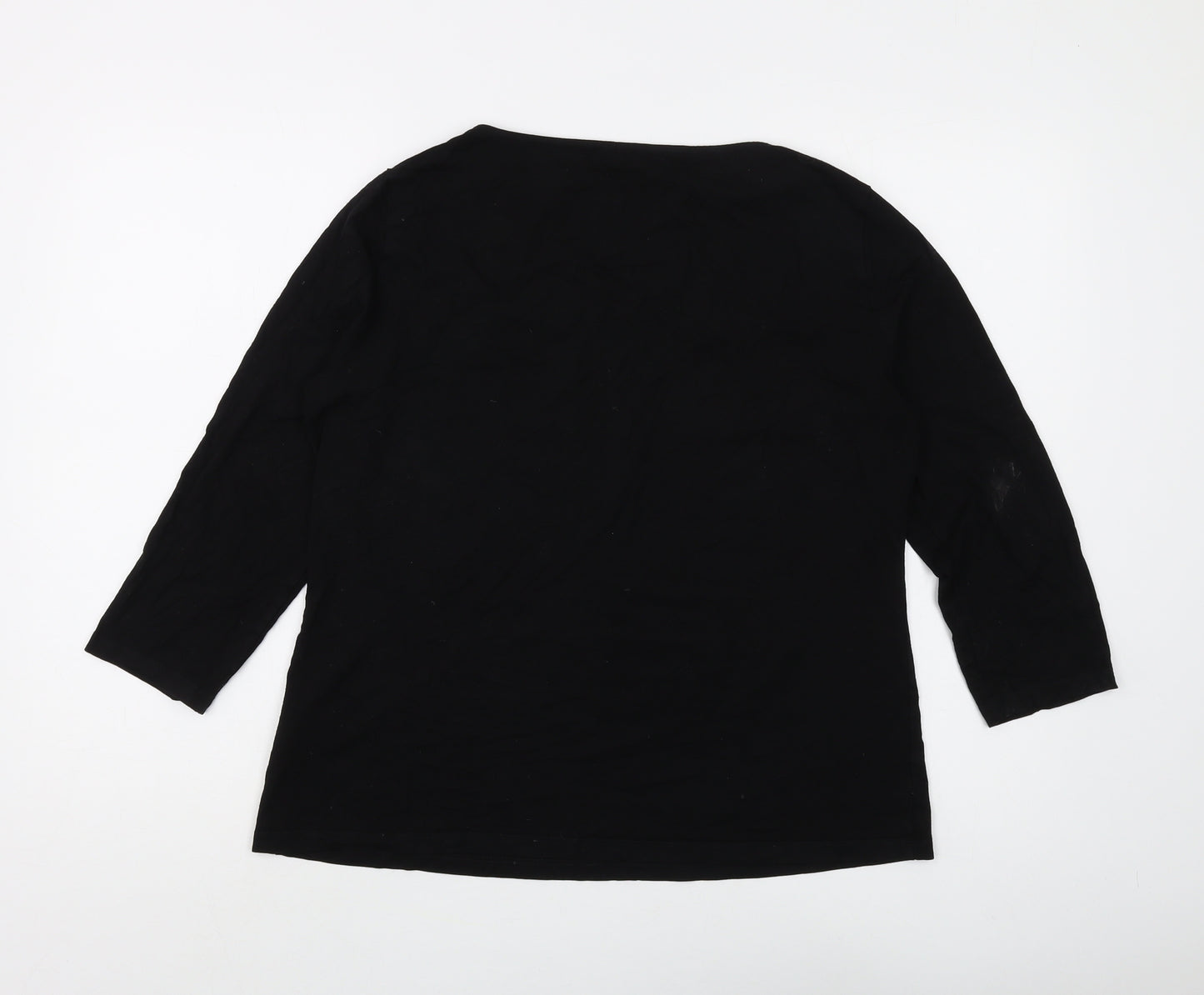 Hobbs Women's Black V-Neck Blouse L 3/4 Sleeve Casual