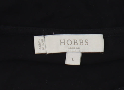 Hobbs Women's Black V-Neck Blouse L 3/4 Sleeve Casual