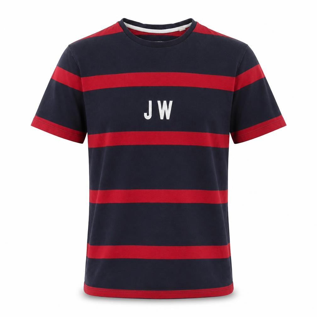 Front view of Jack Wills Men's Blue Red Striped Tee S