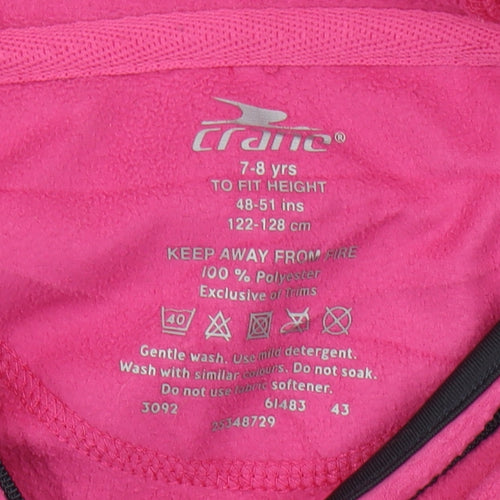 Crane Girls Pink Full Zip Hoodie 7-8 Years - Cosy Fleece