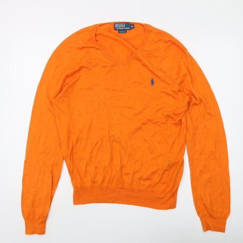 Polo Ralph Lauren Men's Orange Slim Fit V-Neck Jumper