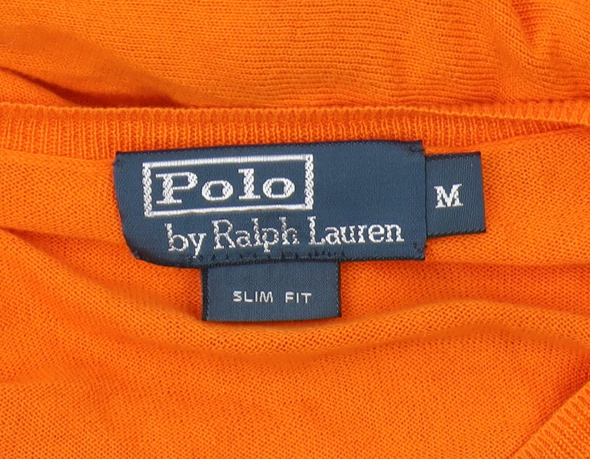 Polo Ralph Lauren Men's Orange Slim Fit V-Neck Jumper