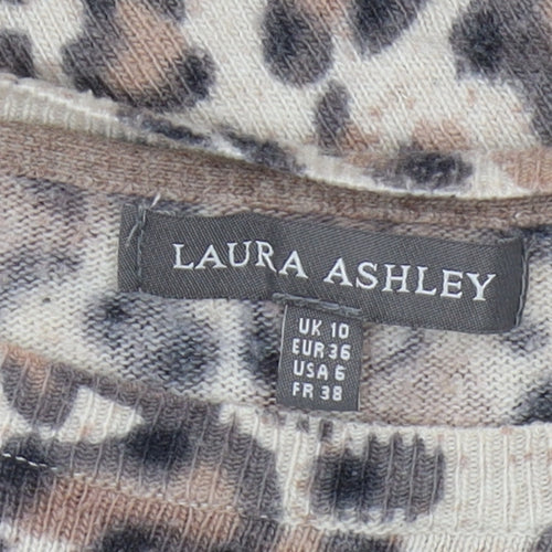 Laura Ashley Women's Beige Animal Print Pullover, Size 10