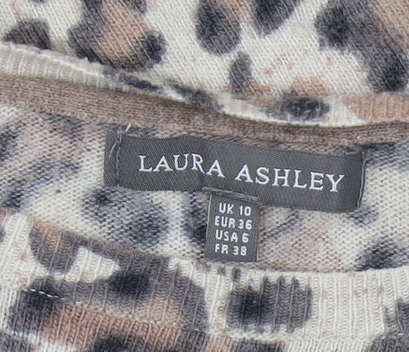 Laura Ashley Women's Beige Animal Print Pullover, Size 10