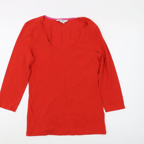 Boden Red Women's T-Shirt, Size 12, 3/4 Sleeve, Casual