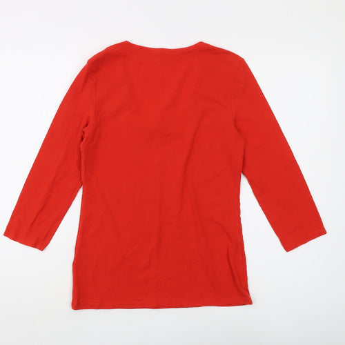 Boden Red Women's T-Shirt, Size 12, 3/4 Sleeve, Casual
