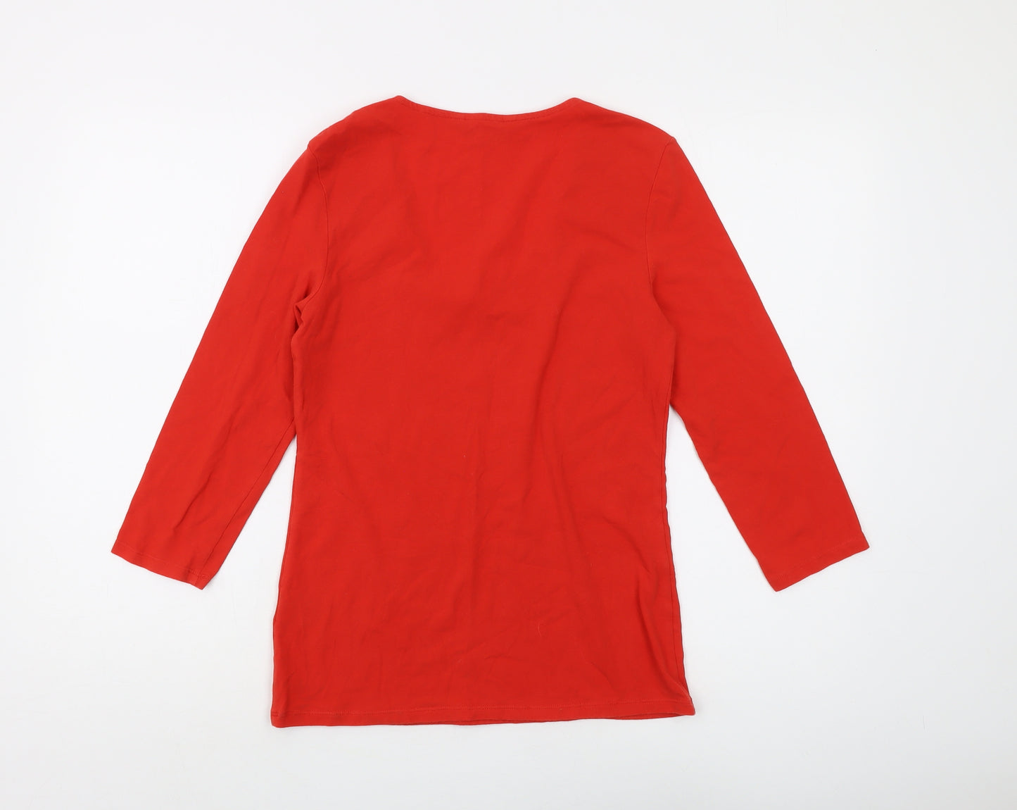 Boden Red Women's T-Shirt, Size 12, 3/4 Sleeve, Casual