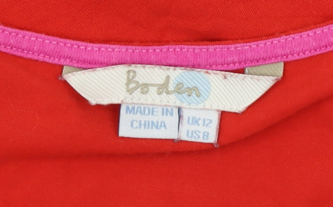 Boden Red Women's T-Shirt, Size 12, 3/4 Sleeve, Casual