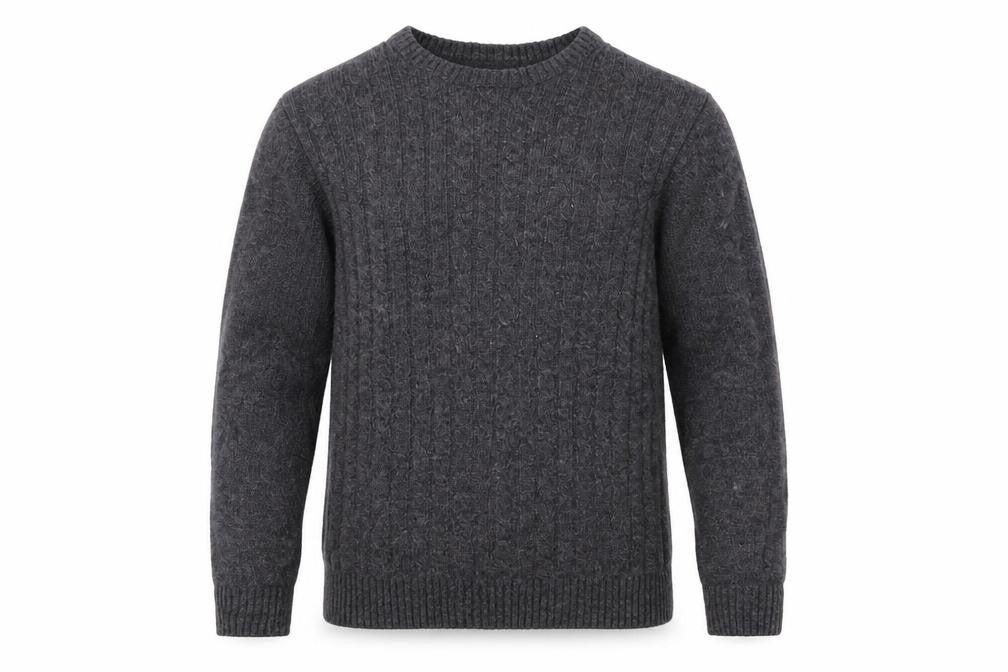 Front view of Crew Clothing Men's Grey Wool Pullover -, size S