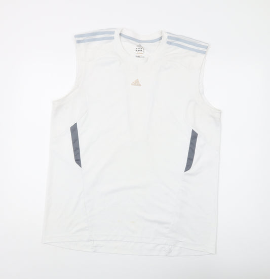 Adidas Men's White Sleeveless T-Shirt, Medium