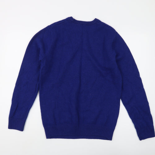 Crew Clothing Co. Men's Blue Cable-Knit Jumper M