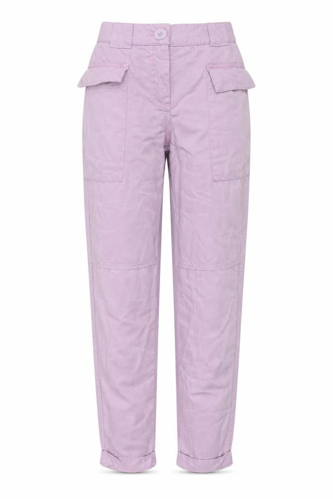 Front view of Bershka Women's Pink Cargo Trousers, size 4