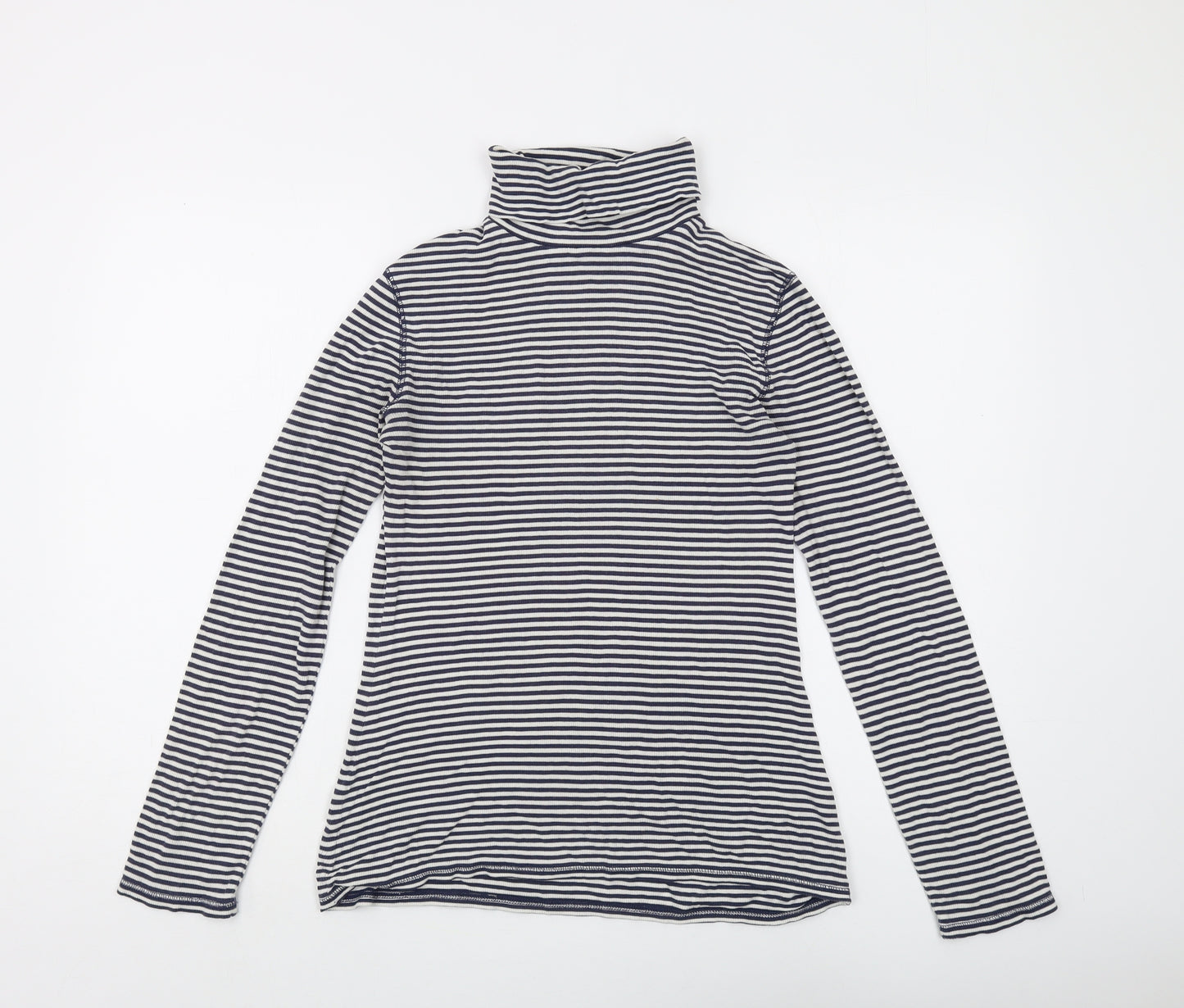 Boden Women's Blue Striped Roll Neck T-Shirt Size 12