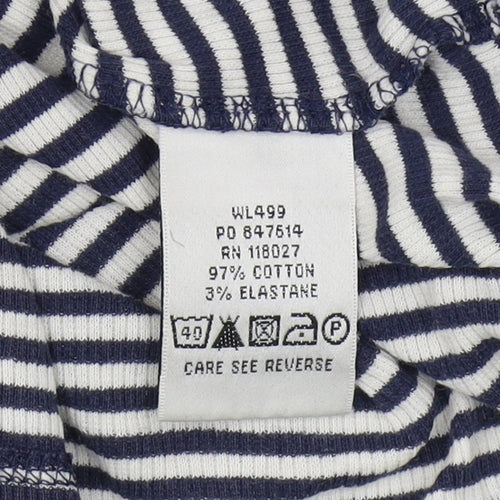 Boden Women's Blue Striped Roll Neck T-Shirt Size 12