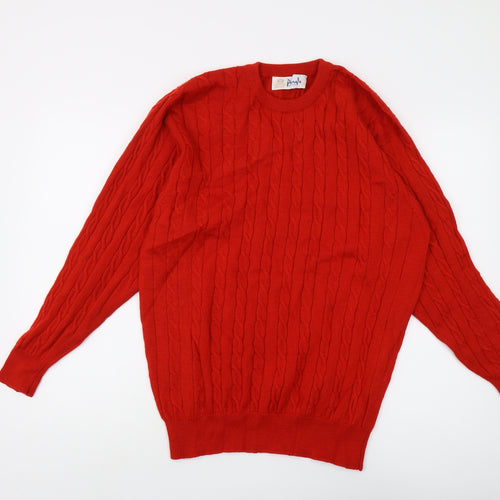 Pringle of Scotland Men's Red Cable-Knit Pullover M