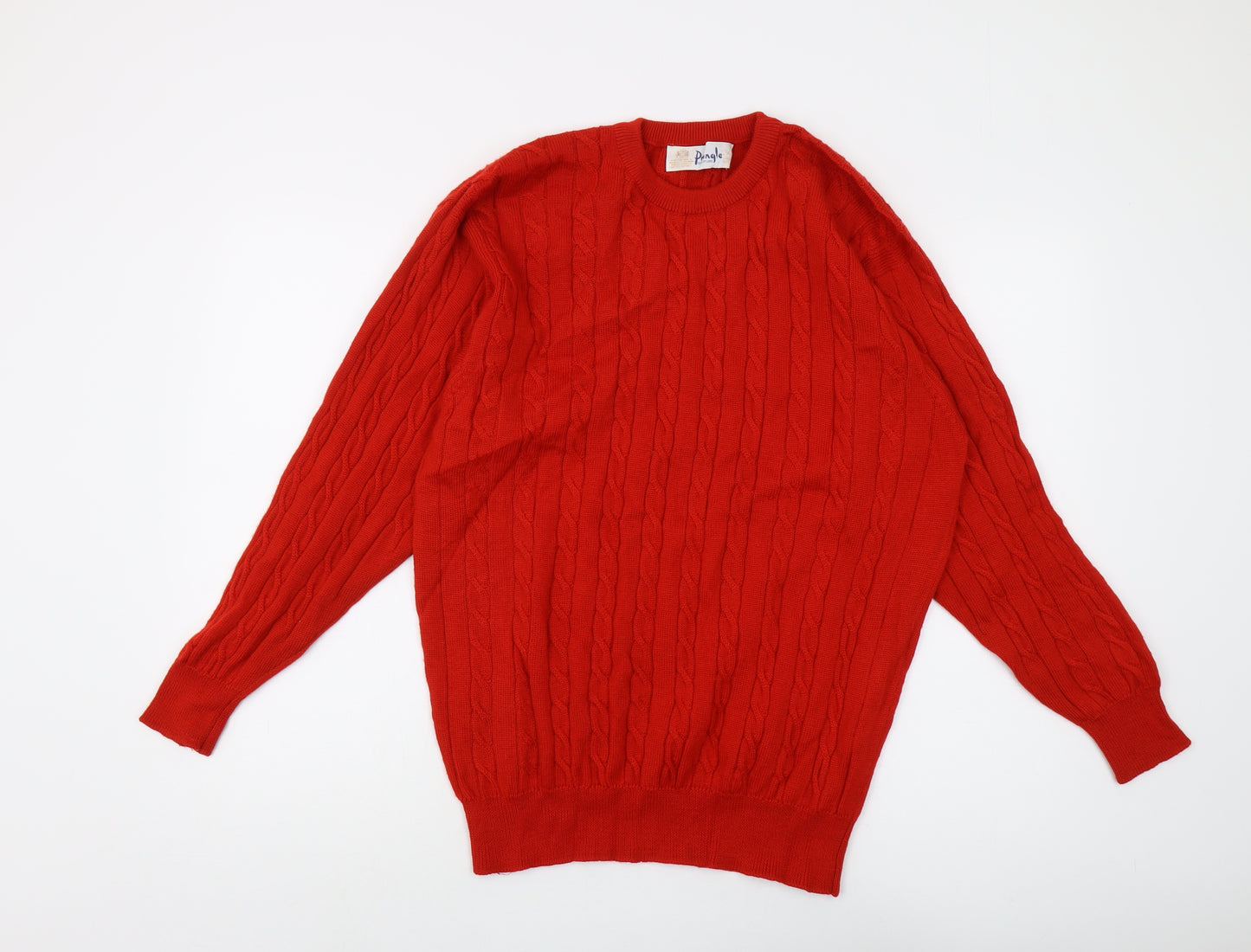 Pringle of Scotland Men's Red Cable-Knit Pullover M