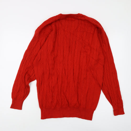 Pringle of Scotland Men's Red Cable-Knit Pullover M