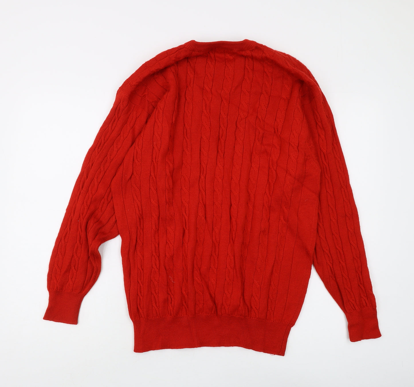 Pringle of Scotland Men's Red Cable-Knit Pullover M