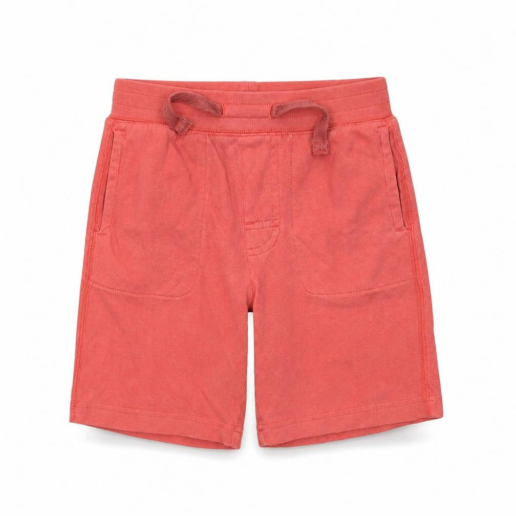 Front view of Gap boys’ red sweat shorts, 4 years, comfortable summer wear