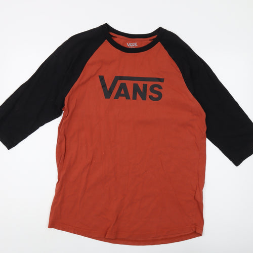 Vans Men's Slim Fit T-Shirt, Black/Orange, Size L