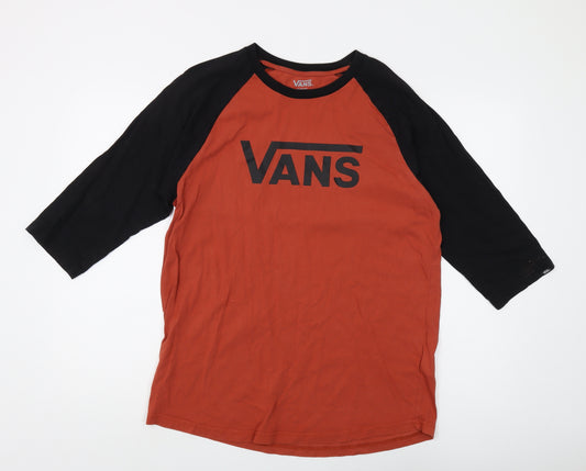 Vans Men's Slim Fit T-Shirt, Black/Orange, Size L