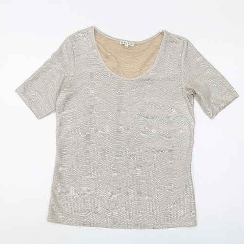 Reiss Women's Beige Scoop Neck T-Shirt Size S