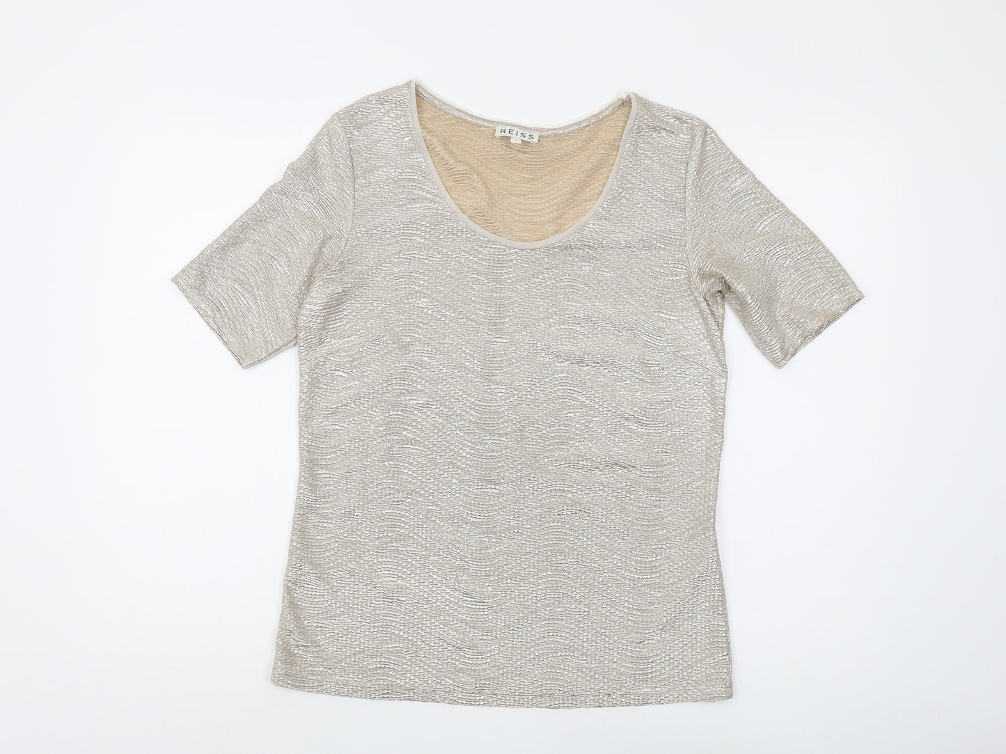 Reiss Women's Beige Scoop Neck T-Shirt Size S