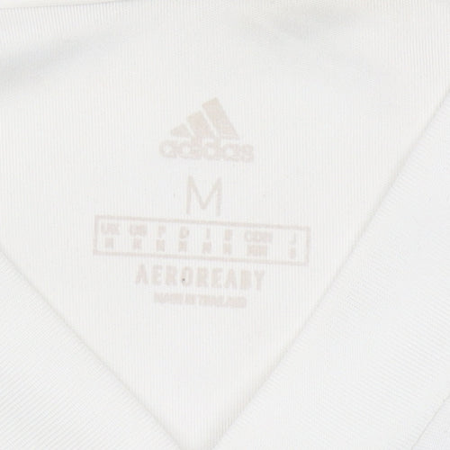 Adidas Men's White Sports T-Shirt, M, V-Neck, Logo