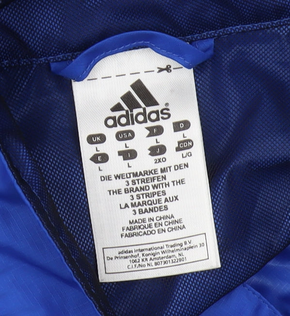 Adidas Men's Blue Windbreaker Jacket, Size L, Lightweight Sportswear