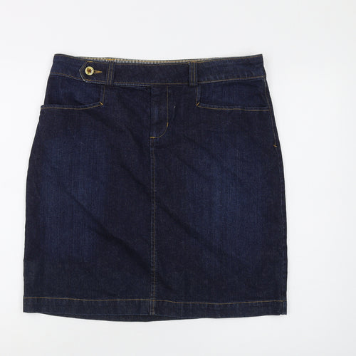 Joules Women's Blue Denim Skirt Size 14 Casual Pencil