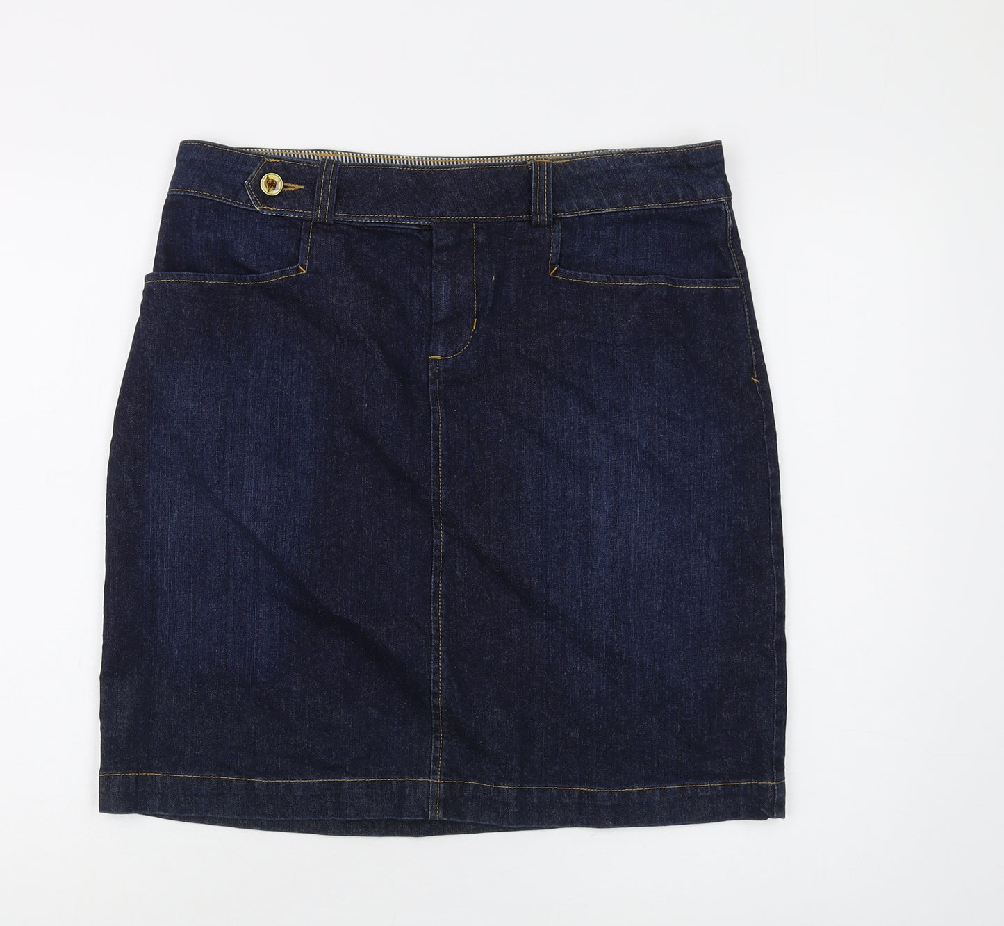 Joules Women's Blue Denim Skirt Size 14 Casual Pencil