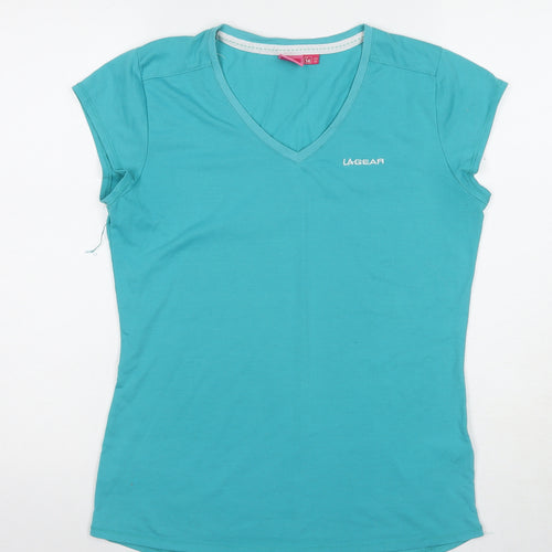 LA Gear Women's Blue V-Neck T-Shirt - Size 14