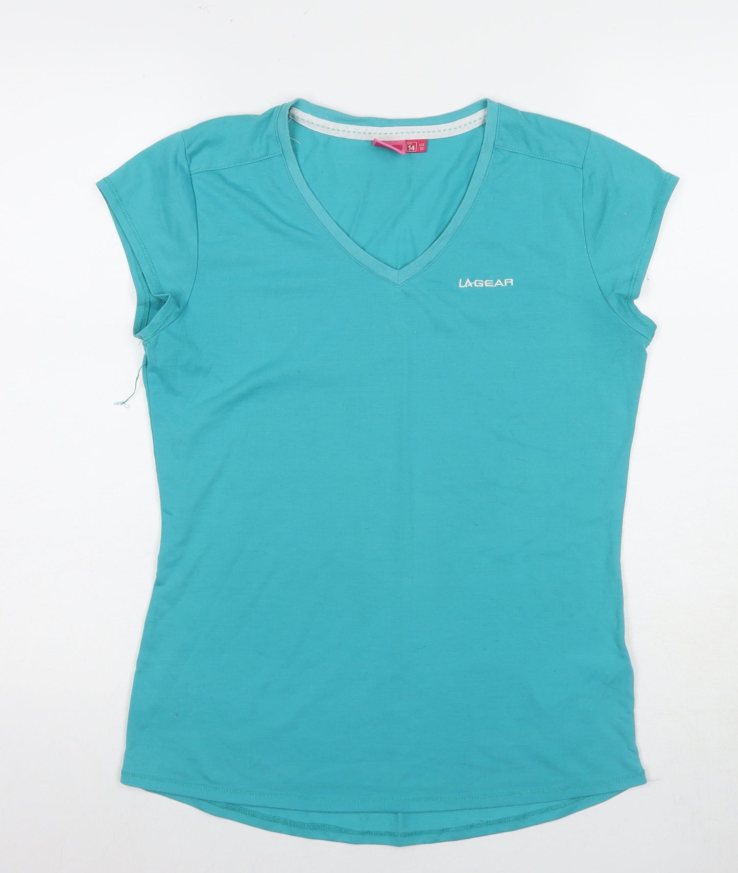 LA Gear Women's Blue V-Neck T-Shirt - Size 14