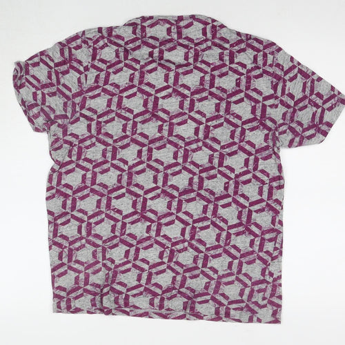 Ted Baker Unisex Grey Geometric T-Shirt L Jersey Style